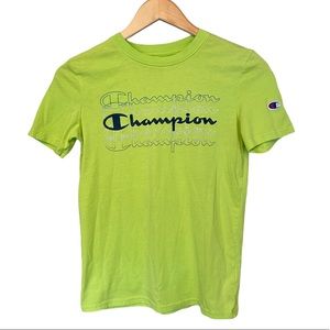 Champion Boys Logo Fade Short Sleeve T-shirt Green Size Large